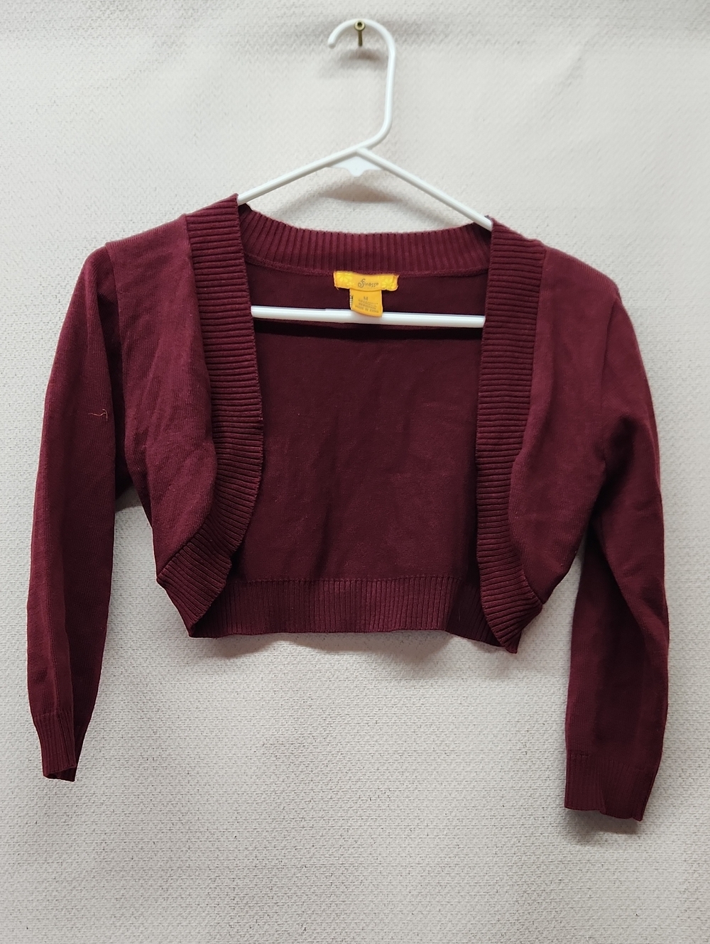 Finesse Wine-Tone Ribbed Cropped Bolero